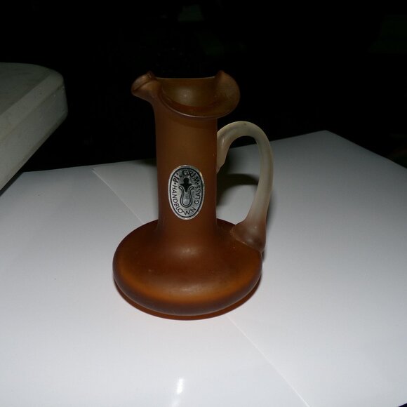 vintage frosted amber Pilgram glass vase- pitcher. - Picture 1 of 1